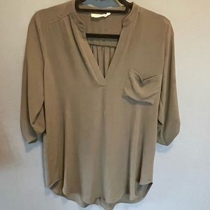 Lush army green high low v-neck top. Small